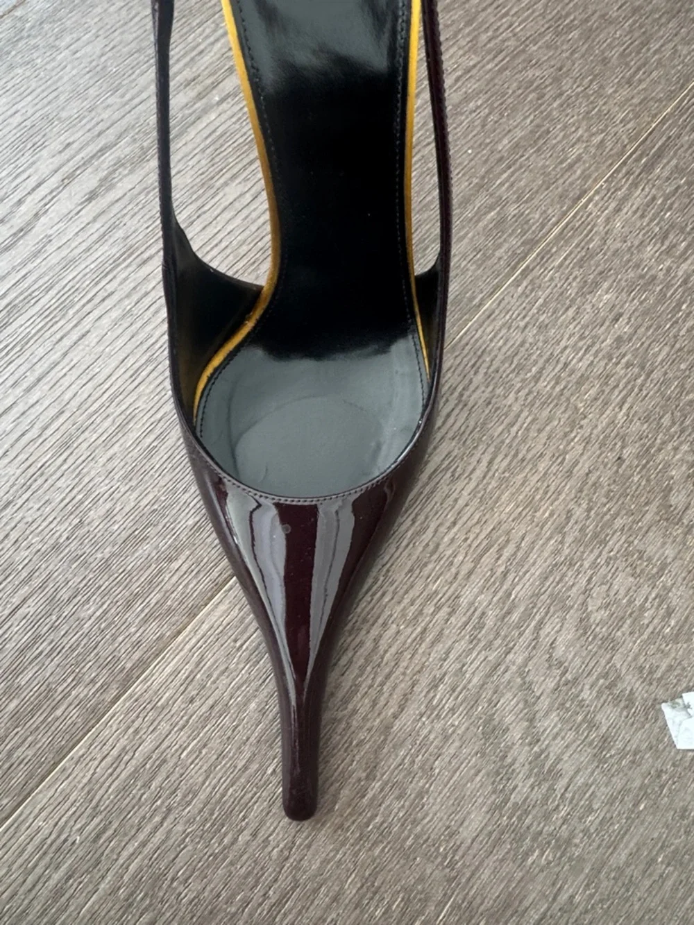 Yves Saint Laurent Patent Slingback Pumps - Black and Burgundy - Picture 4 of 8